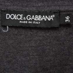 Pre Owned Dolce & Gabbana Grey Applique Cotton T-Shirt XS