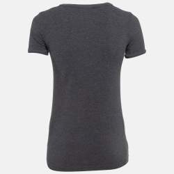 Pre Owned Dolce & Gabbana Grey Applique Cotton T-Shirt XS