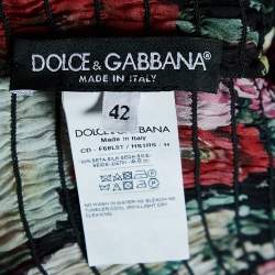 Pre Owned Dolce & Gabbana Black Floral Print Silk Ruffled Dress M