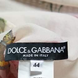 Pre Owned Dolce & Gabbana Pink Floral Print Silk Sheer Blouse M