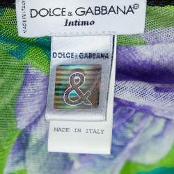 Pre Owned Dolce & Gabbana Intimo Green Floral Print Sheer Top S