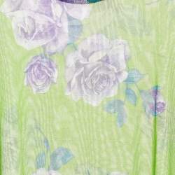 Pre Owned Dolce & Gabbana Intimo Green Floral Print Sheer Top S