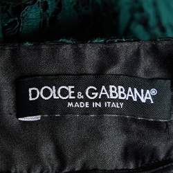 Pre Owned Dolce & Gabbana Dark Green Lace Flared Trousers S