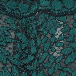Pre Owned Dolce & Gabbana Dark Green Lace Flared Trousers S