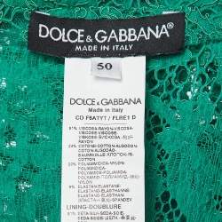 Pre Owned Dolce & Gabbana Green Floral Lace Mini Dress XL