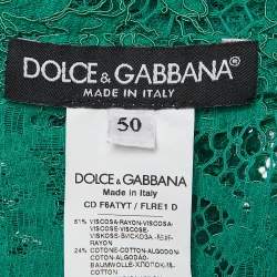 Pre Owned Dolce & Gabbana Green Floral Lace Mini Dress XL