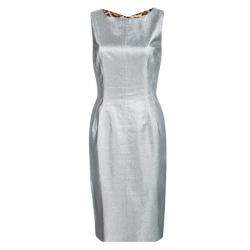 Pre Owned Dolce & Gabbana Silver Sleeveless Sheath Dress S