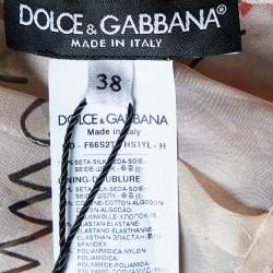 Pre Owned Dolce & Gabbana Beige Hen Print Silk Midi Dress S