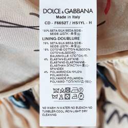 Pre Owned Dolce & Gabbana Beige Hen Print Silk Midi Dress S