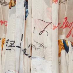Pre Owned Dolce & Gabbana Beige Hen Print Silk Midi Dress S