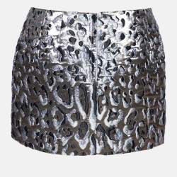 Pre Owned Dolce & Gabbana Metallic Animal Pattern Lurex Mini Skirt M