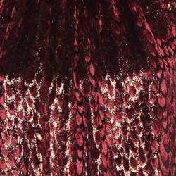 Pre Owned Dolce & Gabbana Burgundy Lace Trim Lurex and Velvet Shift Dress S
