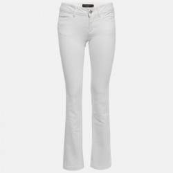 Pre Owned Dolce & Gabbana White Denim Flared Jeans S Waist 25"