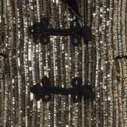 Pre Owned Dolce & Gabbana Gold Sequin Toggle Up Blazer M