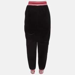 Pre Owned Dolce & Gabbana Black Side Stripe Velvet Joggers M