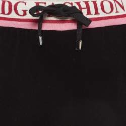 Pre Owned Dolce & Gabbana Black Side Stripe Velvet Joggers M