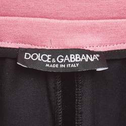 Pre Owned Dolce & Gabbana Black Side Stripe Velvet Joggers M