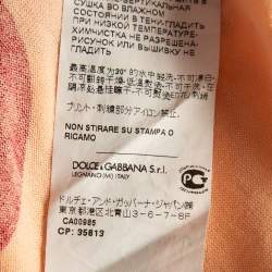 Pre Owned Dolce & Gabbana Pink D&G Print Cotton T-Shirt S