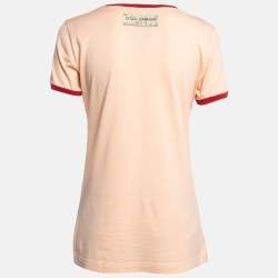 Pre Owned Dolce & Gabbana Pink D&G Print Cotton T-Shirt S