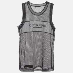 Pre Owned Dolce & Gabbana Black Silk Trim Mesh Sheer Tank Top S