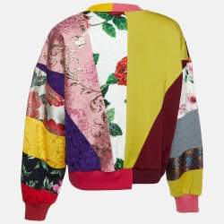 Pre Owned Dolce & Gabbana Multicolor Logo Brocade Patchwork Jumper XS