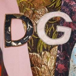 Pre Owned Dolce & Gabbana Multicolor Logo Brocade Patchwork Jumper XS