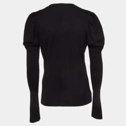 مملوكة مسبقًا Dolce & Gabbana Black Floral Embroidered Wool Sweater M