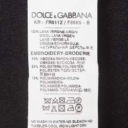 مملوكة مسبقًا Dolce & Gabbana Black Floral Embroidered Wool Sweater M
