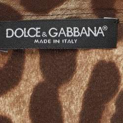 Pre Owned Dolce & Gabbana Brown Leopard Print Silk T-Shirt M