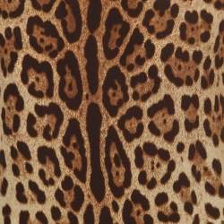 Pre Owned Dolce & Gabbana Brown Leopard Print Silk T-Shirt M