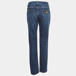 Pre Owned Dolce & Gabbana Black/Blue Lace and Denim Jeans M Waist 31"