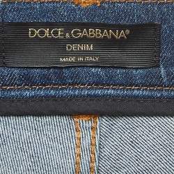 Pre Owned Dolce & Gabbana Black/Blue Lace and Denim Jeans M Waist 31"