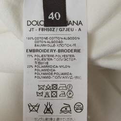 Pre Owned Dolce & Gabbana White Star Embroidered Cotton Knit Tshirt S