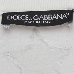 Pre Owned Dolce & Gabbana White Star Embroidered Cotton Knit Tshirt S