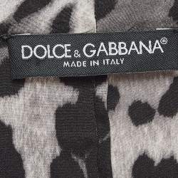 Pre Owned Dolce & Gabbana Grey Leopard Print Silk Buttoned Front Top S