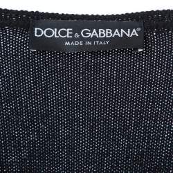 Pre Owned Dolce & Gabbana Black Cashmere Brooch Embellished Sweater L