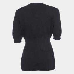 Pre Owned Dolce & Gabbana Black Cashmere Brooch Embellished Sweater L