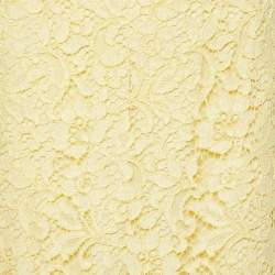 Pre Owned Dolce & Gabbana Yellow Floral Lace Knee Length Skirt M