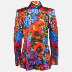Pre Owned Dolce & Gabbana Multicolor Meadow Print Satin Shirt L