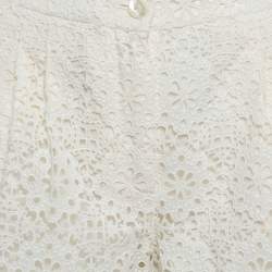 Pre Owned Dolce & Gabbana White Floral Cotton Lace Shorts S