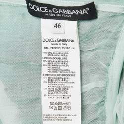 Pre Owned Dolce & Gabbana Green Embellished Silk Blend Short Dress L