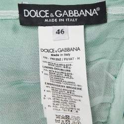 Pre Owned Dolce & Gabbana Green Embellished Silk Blend Short Dress L