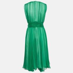 Pre Owned Dolce & Gabbana Green Embellished Silk Blend Short Dress L