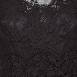 Pre Owned Dolce & Gabbana Black Floral Patterned Lace Midi Dress S