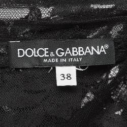 Pre Owned Dolce & Gabbana Black Floral Patterned Lace Midi Dress S