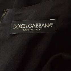 Pre Owned Dolce & Gabbana Black Floral Embroidered Crepe Mini Dress L