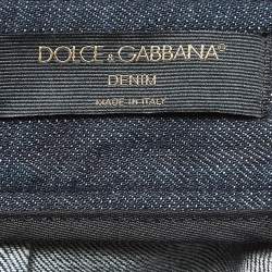 Pre Owned Dolce & Gabbana Blue Lace Embroidered Denim Skirt S