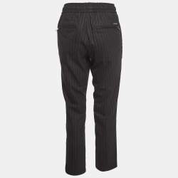Pre Owned Dolce & Gabbana Dark Grey Pink Stripe Wool Blend Trousers M