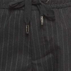 Pre Owned Dolce & Gabbana Dark Grey Pink Stripe Wool Blend Trousers M