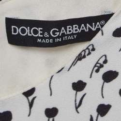 Pre Owned Dolce & Gabbana White Floral Print Crepe Mini Dress S